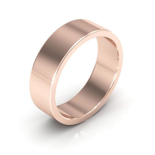 14K Rose Gold 6mm heavy weight flat wedding band - DELLAFORA