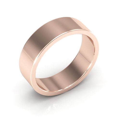 14K Rose Gold 6mm heavy weight flat wedding band - DELLAFORA