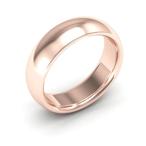 14K Rose Gold 6mm heavy weight half round comfort fit wedding band - DELLAFORA