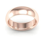 14K Rose Gold 6mm heavy weight half round comfort fit wedding band - DELLAFORA