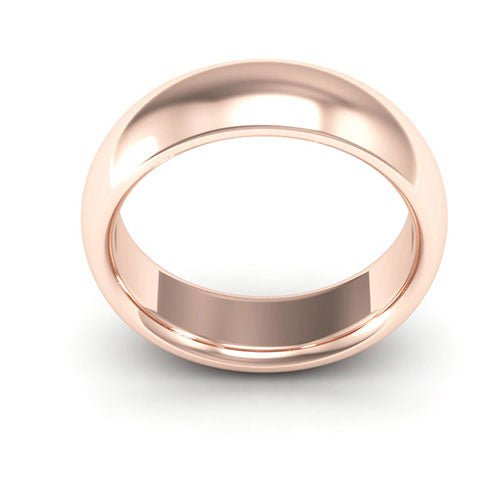 14K Rose Gold 6mm heavy weight half round comfort fit wedding band - DELLAFORA