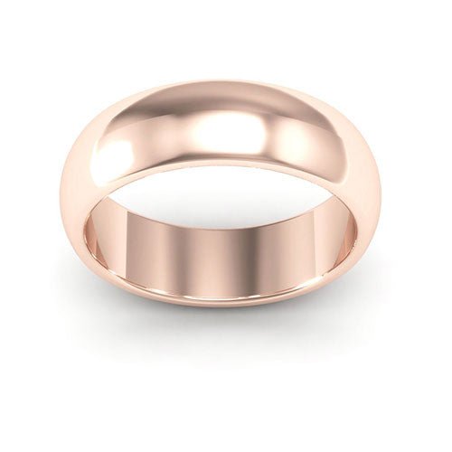 14K Rose Gold 6mm heavy weight half round wedding band - DELLAFORA