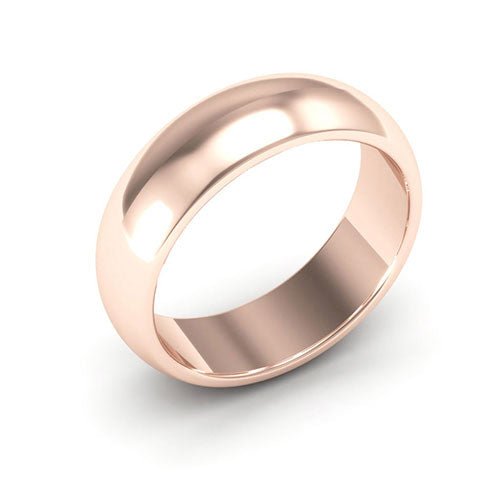 14K Rose Gold 6mm heavy weight half round wedding band - DELLAFORA