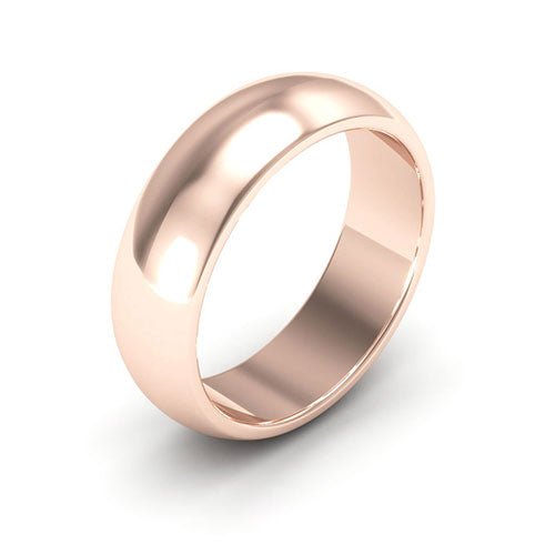 14K Rose Gold 6mm heavy weight half round wedding band - DELLAFORA