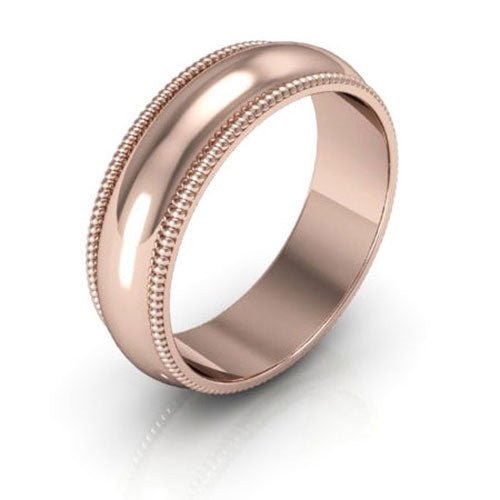 14K Rose Gold 6mm milgrain wedding band - DELLAFORA