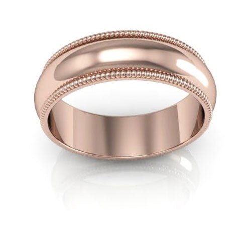 14K Rose Gold 6mm milgrain wedding band - DELLAFORA