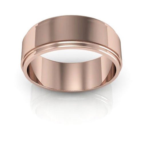 14K Rose Gold 7mm flat edge design wedding band - DELLAFORA