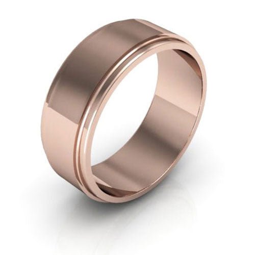 14K Rose Gold 7mm flat edge design wedding band - DELLAFORA