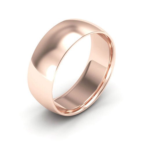 14K Rose Gold 7mm half round comfort fit wedding band - DELLAFORA