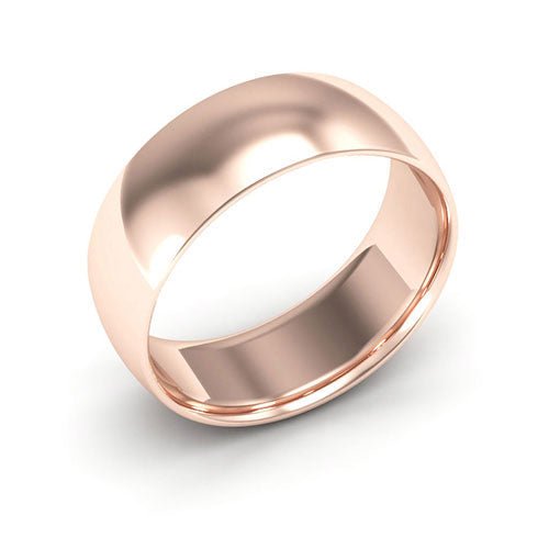 14K Rose Gold 7mm half round comfort fit wedding band - DELLAFORA