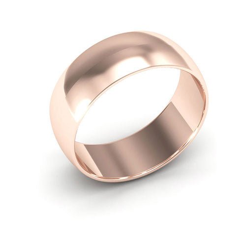 14K Rose Gold 7mm half round wedding band - DELLAFORA