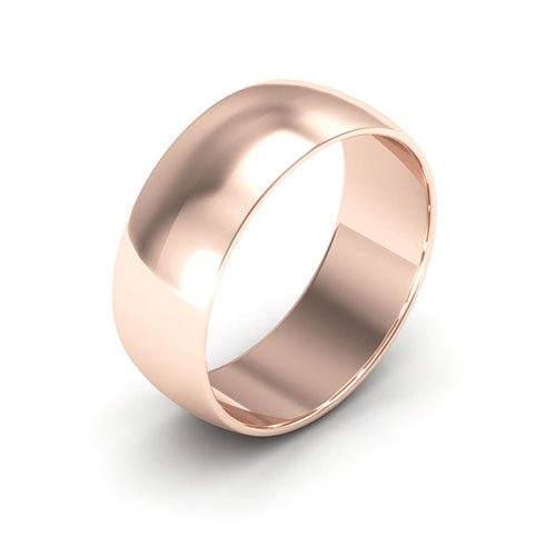 14K Rose Gold 7mm half round wedding band - DELLAFORA