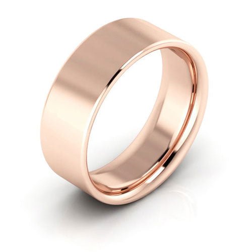 14K Rose Gold 7mm heavy weight flat comfort fit wedding band - DELLAFORA