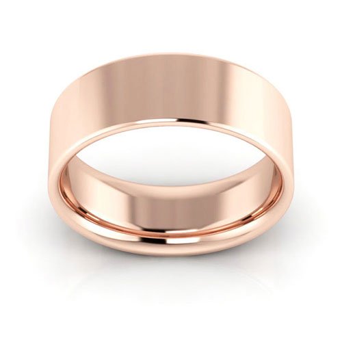 14K Rose Gold 7mm heavy weight flat comfort fit wedding band - DELLAFORA