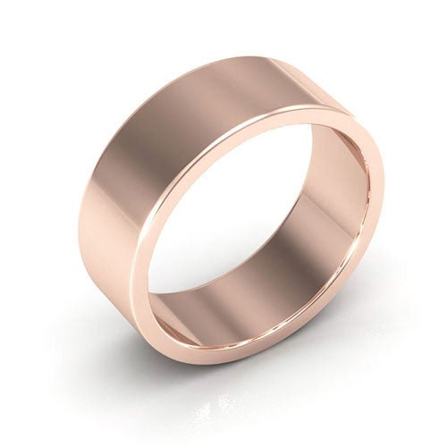 14K Rose Gold 7mm heavy weight flat wedding band - DELLAFORA