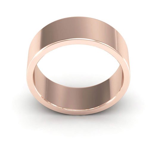 14K Rose Gold 7mm heavy weight flat wedding band - DELLAFORA