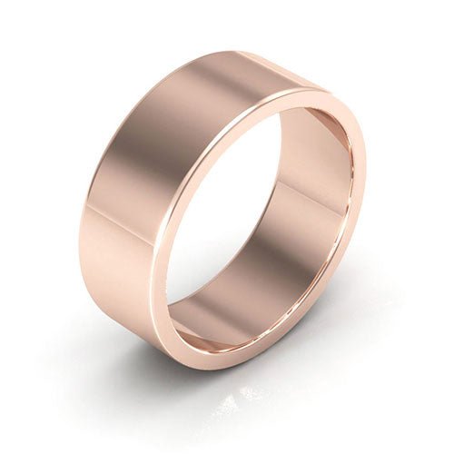 14K Rose Gold 7mm heavy weight flat wedding band - DELLAFORA