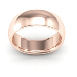 14K Rose Gold 7mm heavy weight half round comfort fit wedding band - DELLAFORA