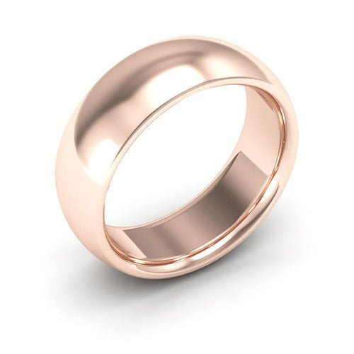 14K Rose Gold 7mm heavy weight half round comfort fit wedding band - DELLAFORA