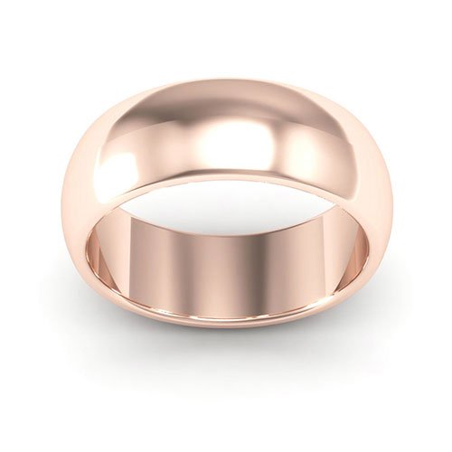 14K Rose Gold 7mm heavy weight half round wedding band - DELLAFORA