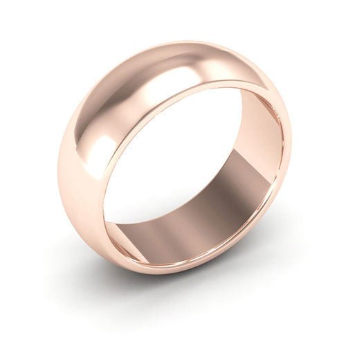 14K Rose Gold 7mm heavy weight half round wedding band - DELLAFORA