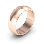 14K Rose Gold 7mm heavy weight half round wedding band - DELLAFORA