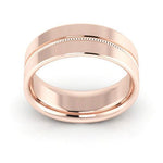 14K Rose Gold 7mm milgrain grooved design comfort fit wedding band - DELLAFORA