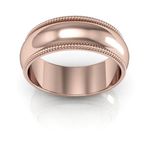 14K Rose Gold 7mm milgrain wedding band - DELLAFORA