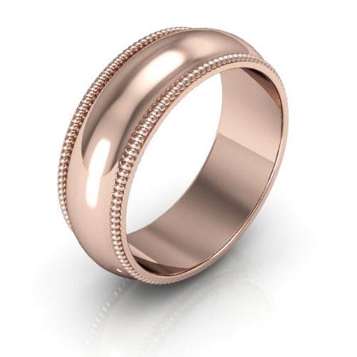 14K Rose Gold 7mm milgrain wedding band - DELLAFORA