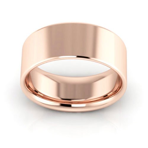 14K Rose Gold 8mm flat comfort fit wedding band - DELLAFORA