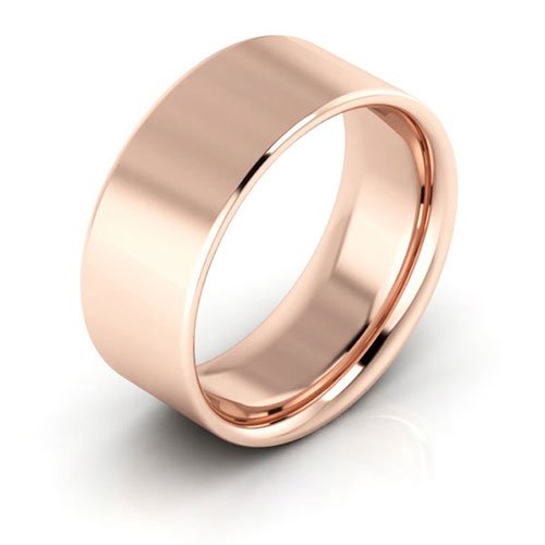 14K Rose Gold 8mm flat comfort fit wedding band - DELLAFORA