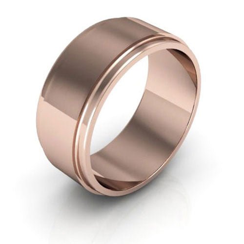 14K Rose Gold 8mm flat edge design wedding band - DELLAFORA