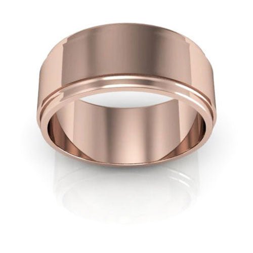 14K Rose Gold 8mm flat edge design wedding band - DELLAFORA