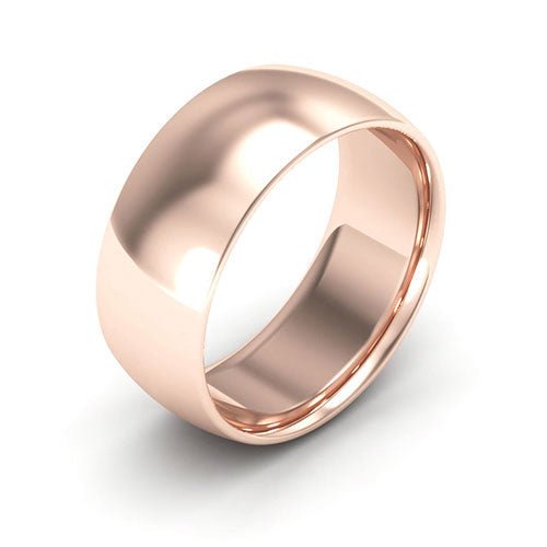 14K Rose Gold 8mm half round comfort fit wedding band - DELLAFORA