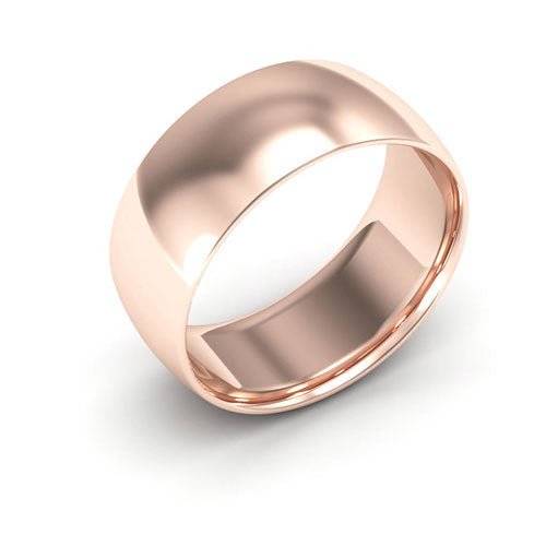 14K Rose Gold 8mm half round comfort fit wedding band - DELLAFORA