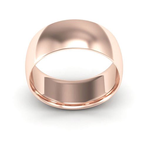 14K Rose Gold 8mm half round comfort fit wedding band - DELLAFORA