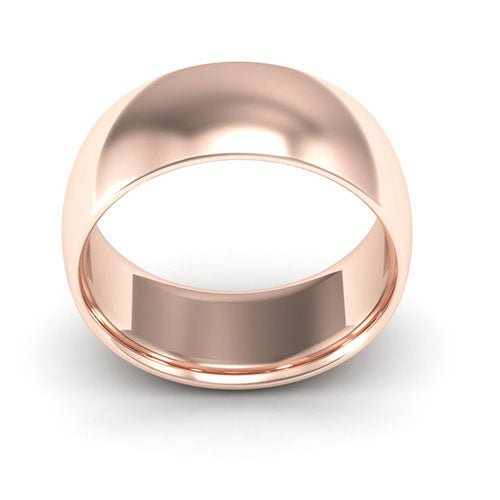 14K Rose Gold 8mm half round comfort fit wedding band - DELLAFORA