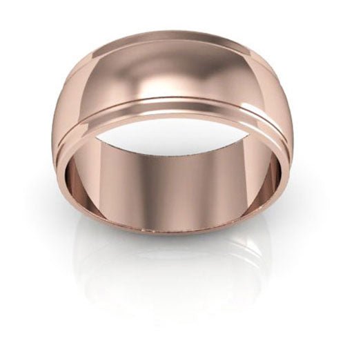 14K Rose Gold 8mm half round edge design wedding band - DELLAFORA