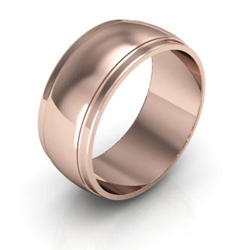 14K Rose Gold 8mm half round edge design wedding band - DELLAFORA