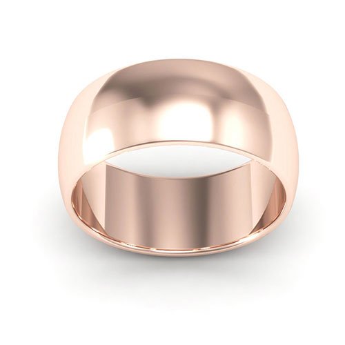 14K Rose Gold 8mm half round wedding band - DELLAFORA