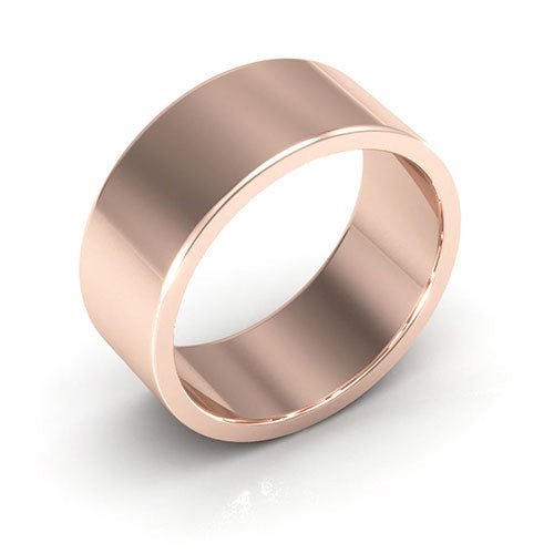 14K Rose Gold 8mm heavy weight flat wedding band - DELLAFORA