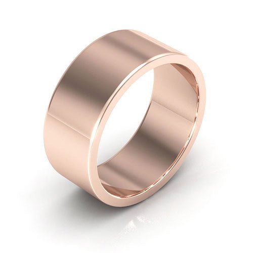 14K Rose Gold 8mm heavy weight flat wedding band - DELLAFORA