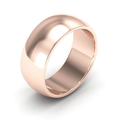 14K Rose Gold 8mm heavy weight half round wedding band - DELLAFORA