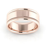 14K Rose Gold 8mm milgrain raised edge design comfort fit wedding band - DELLAFORA