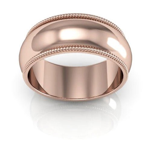 14K Rose Gold 8mm milgrain wedding band - DELLAFORA