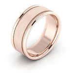 14K Rose Gold 8mm raised edge design brushed center comfort fit wedding band - DELLAFORA