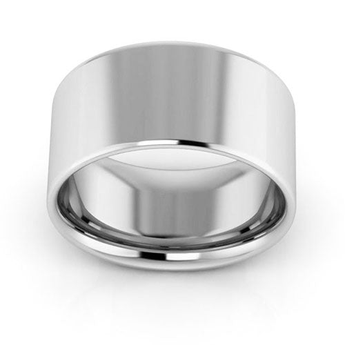 14K White Gold 10mm flat comfort fit wedding band - DELLAFORA