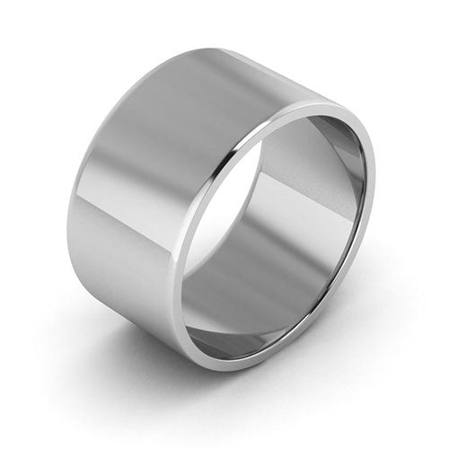 14K White Gold 10mm flat wedding band - DELLAFORA