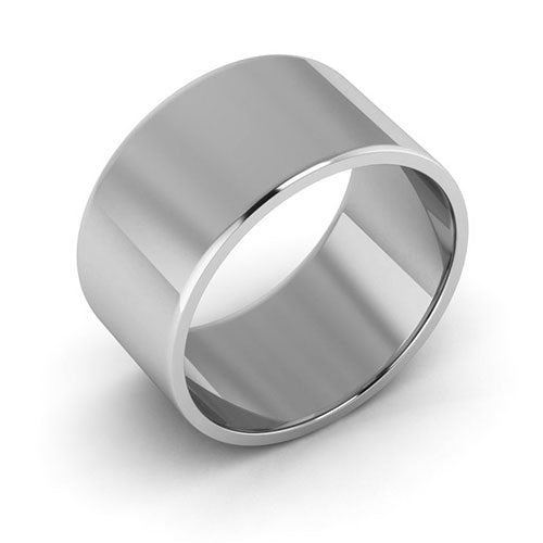 14K White Gold 10mm flat wedding band - DELLAFORA