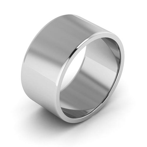 14K White Gold 10mm flat wedding band - DELLAFORA